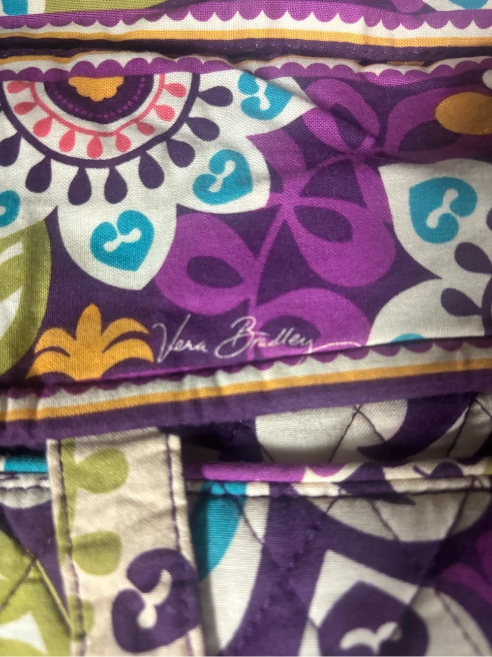 Vera Bradley Purple Floral Quilted Laptop Bag with Multicolor Accents